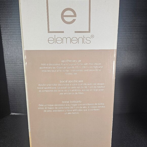 Elements Large Clear Apothecary Glass Jar With Faux Snow Pine Cones Berries - Picture 2 of 10